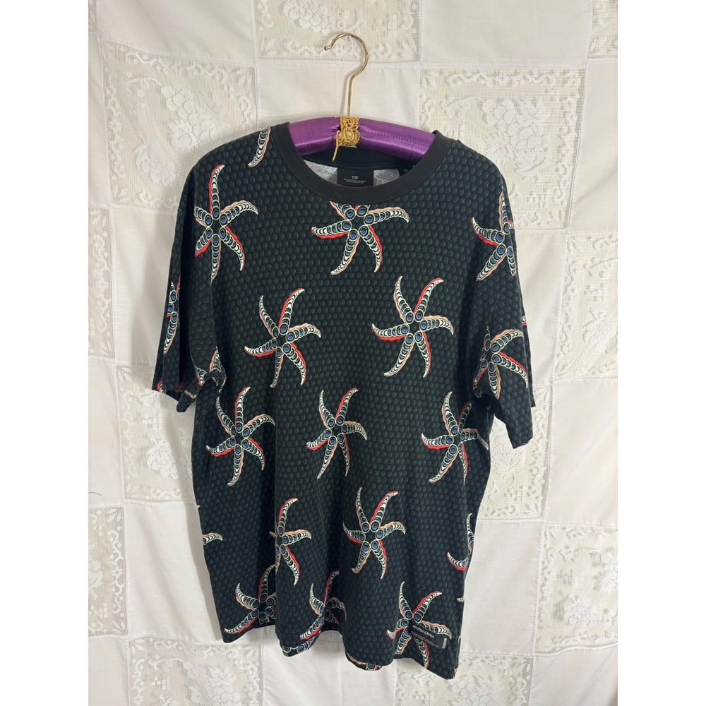 Men's Scotch and Soda Starfish Nautical Print 100%Cotton Black T‎ Shirt Size L